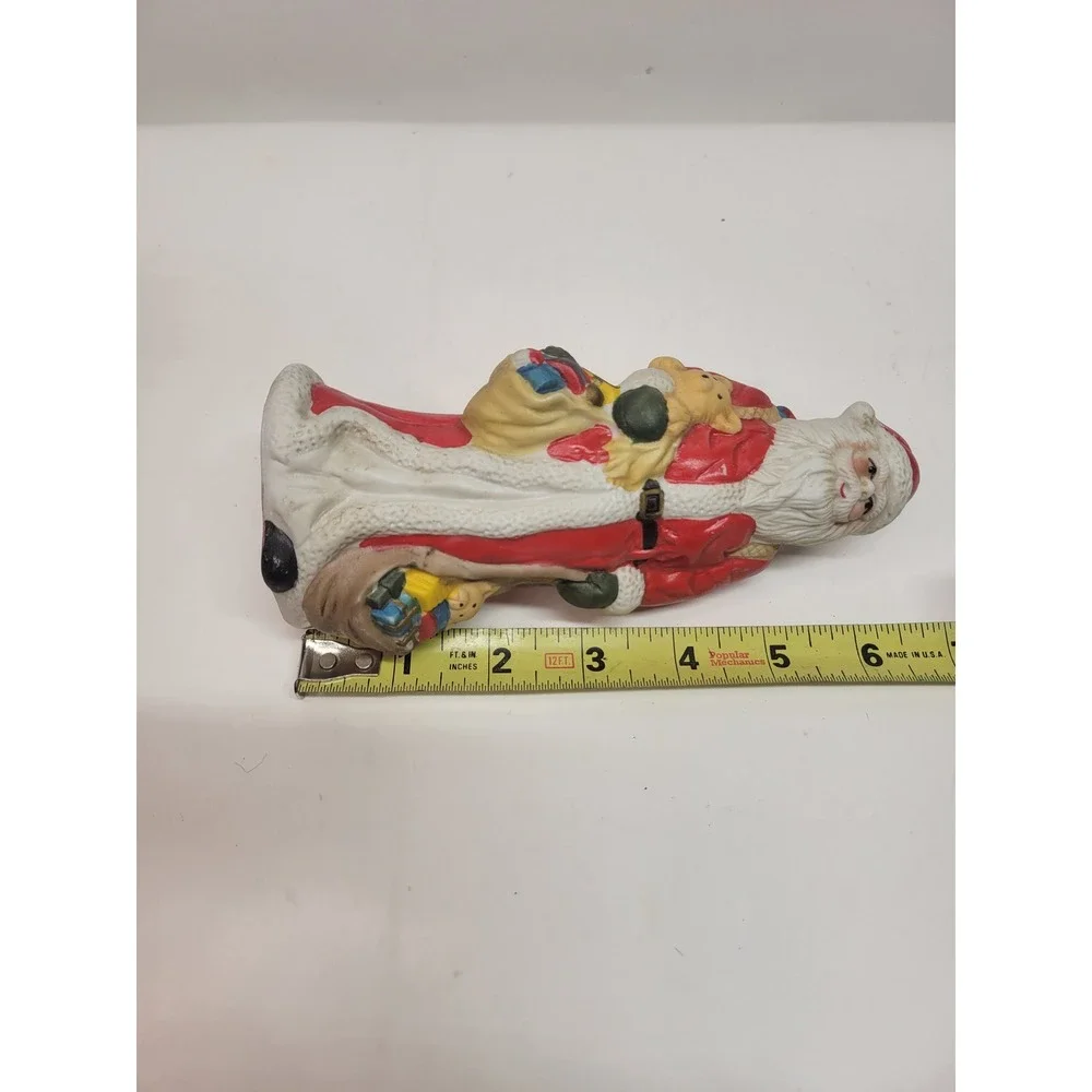 Vintage Ceramic Santa Claus Figurine‎ Holding Teddy Bear Gifts Christmas Decor
